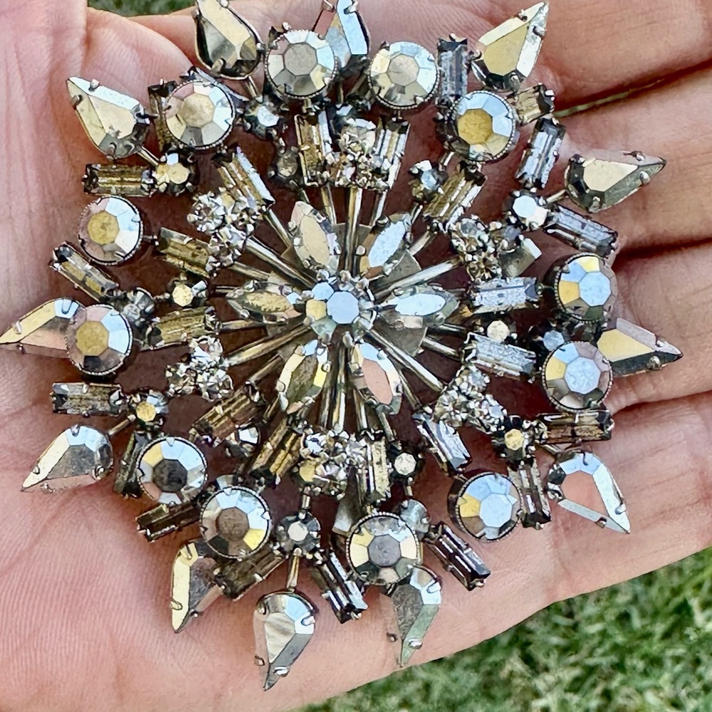 Vintage Austrian Rhinestone Snowflake Brooch